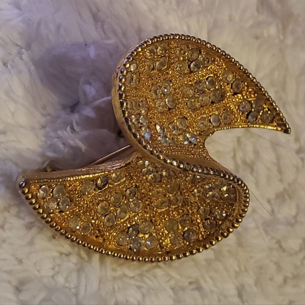 Abstract Wave Crystal Brooch 1960s - Picture 3 of 13